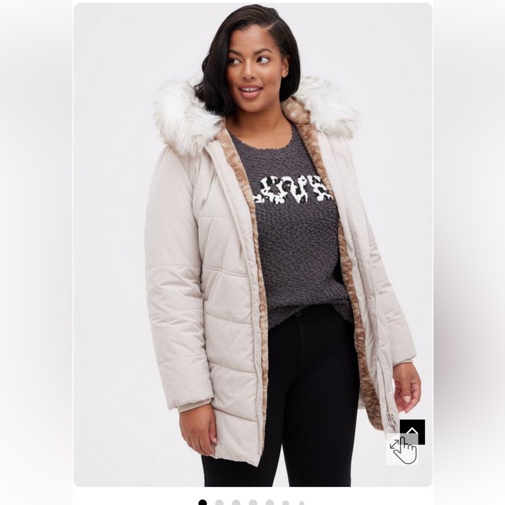 Torrid Nylon Fur Trim Fit And Flare Puffer